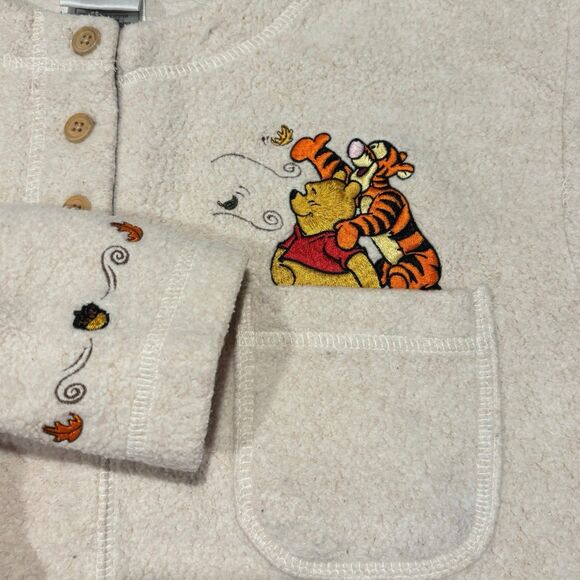 Vtg 90s Disney Catalog Winnie the Pooh Tigger Fall Fleece Henley Sweatshirt S - Picture 1 of 11
